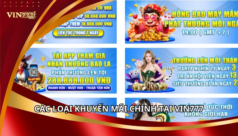 Khuyến Mãi Vin777: Tổng Hợp Ưu Đãi Độc Quyền Mới Nhất 2025 5 Các loại khuyến mãi chính tại Vin777